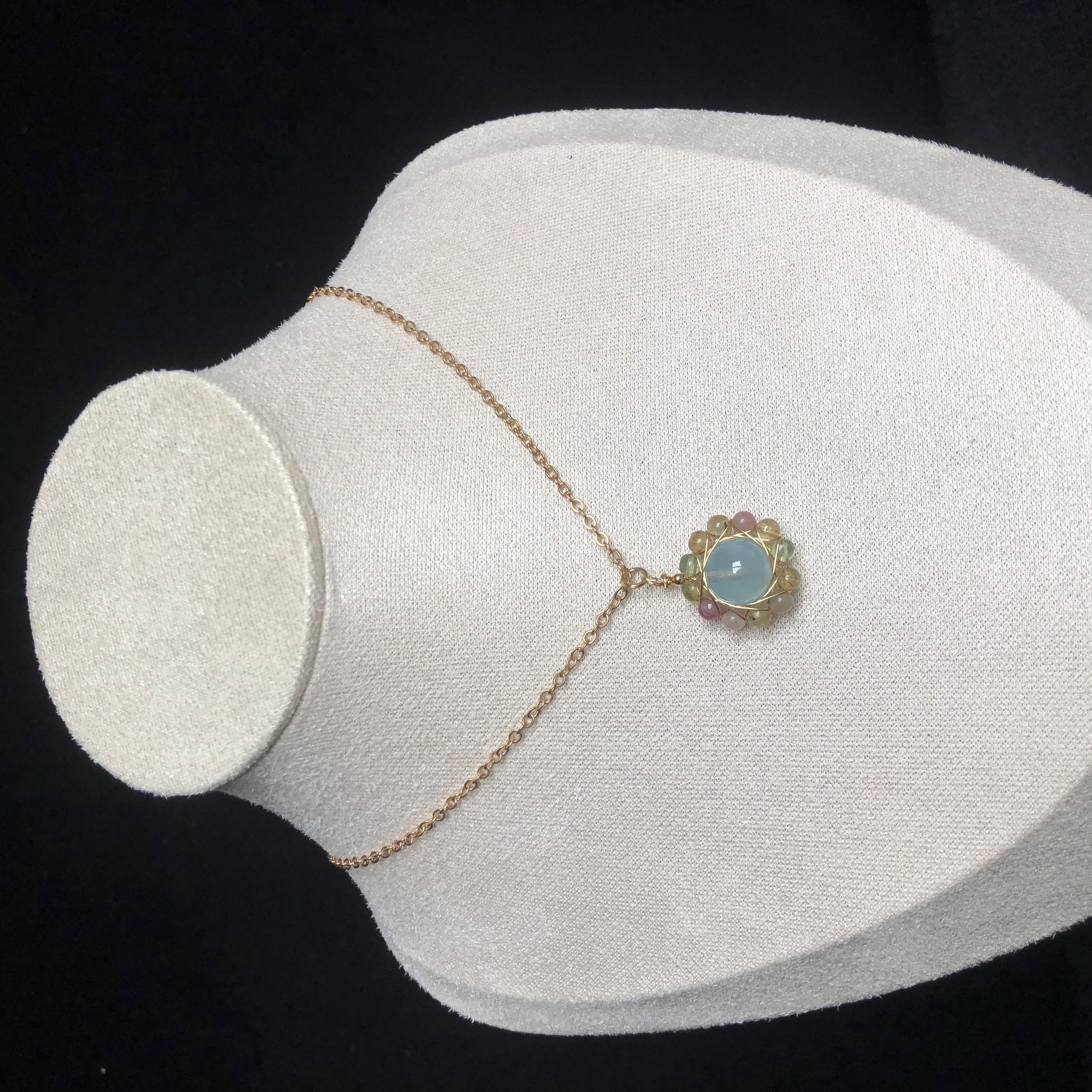 Aquamarine&Agate Necklace-likayjewel