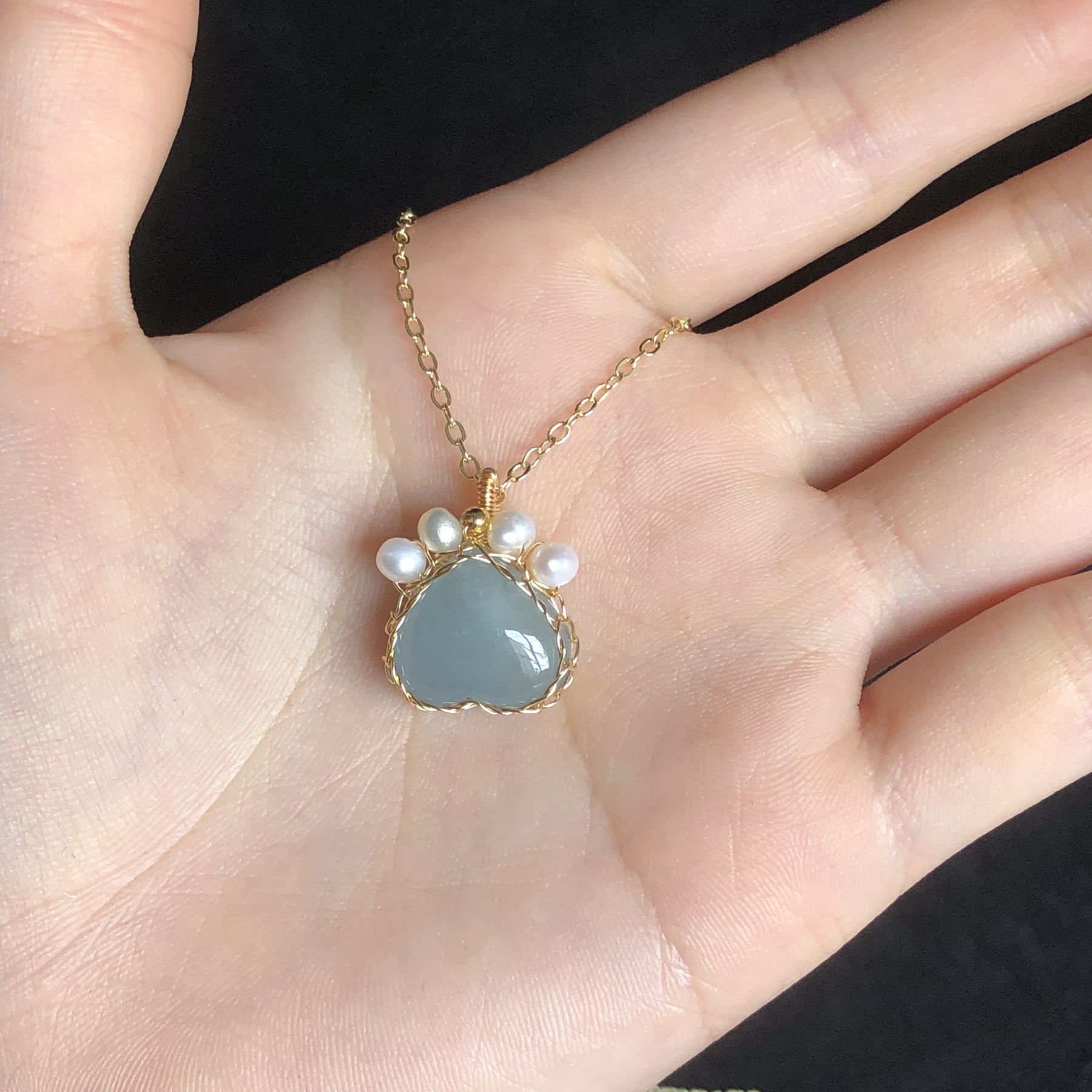 Aquamarine Cat Claw Necklace-likayjewel