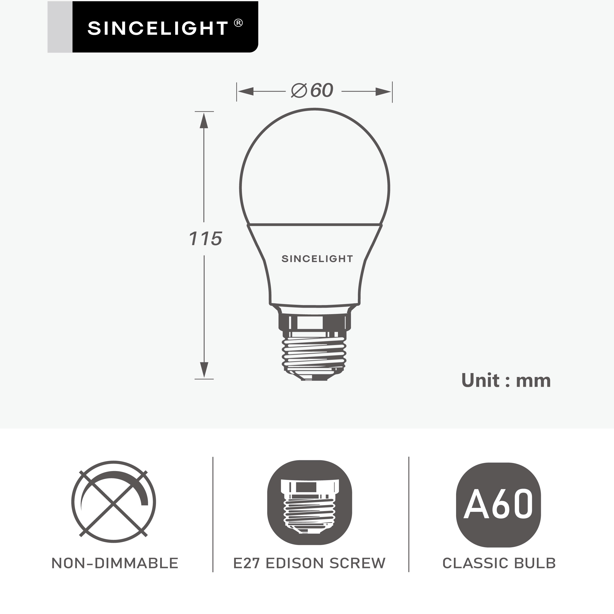 9W LED A60 Classic Bulb with E27 Cap