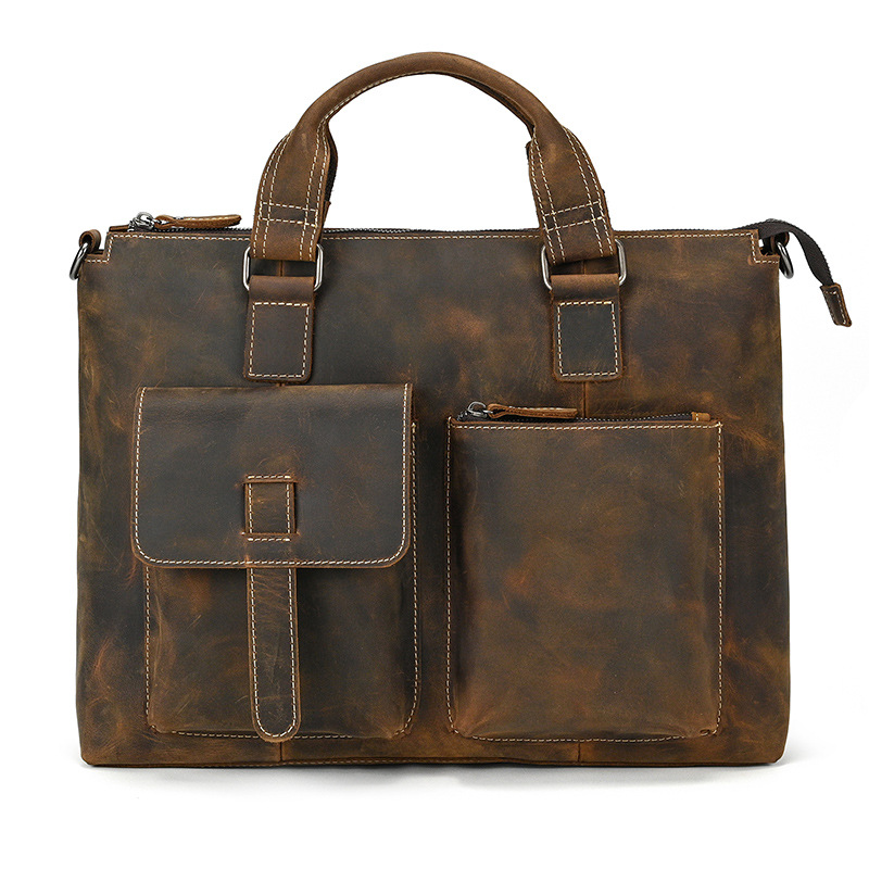 crazy horse Leather Briefcase 