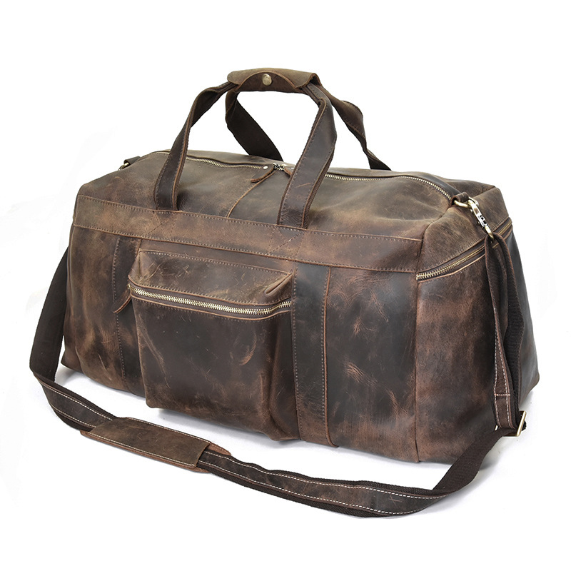 Vintage Crazy Horse Leather Large Capacity Luggage Bag-