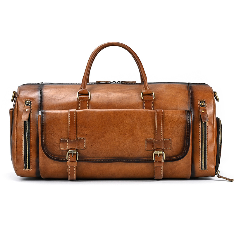 Vintage Rubbed Leather Travel Bag-