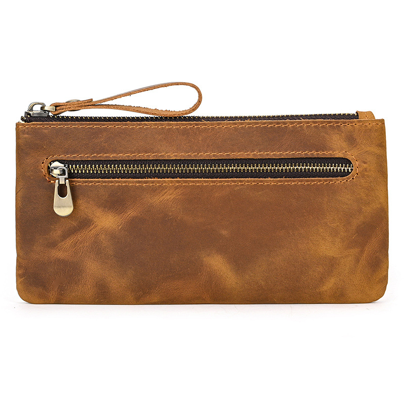 Genuine Leather Long Wallet Vintage Clutch-
