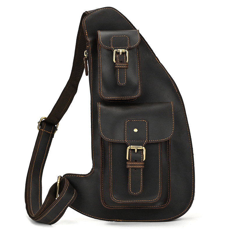 Vintage Crazy Horse Leather Crossbody Bag-