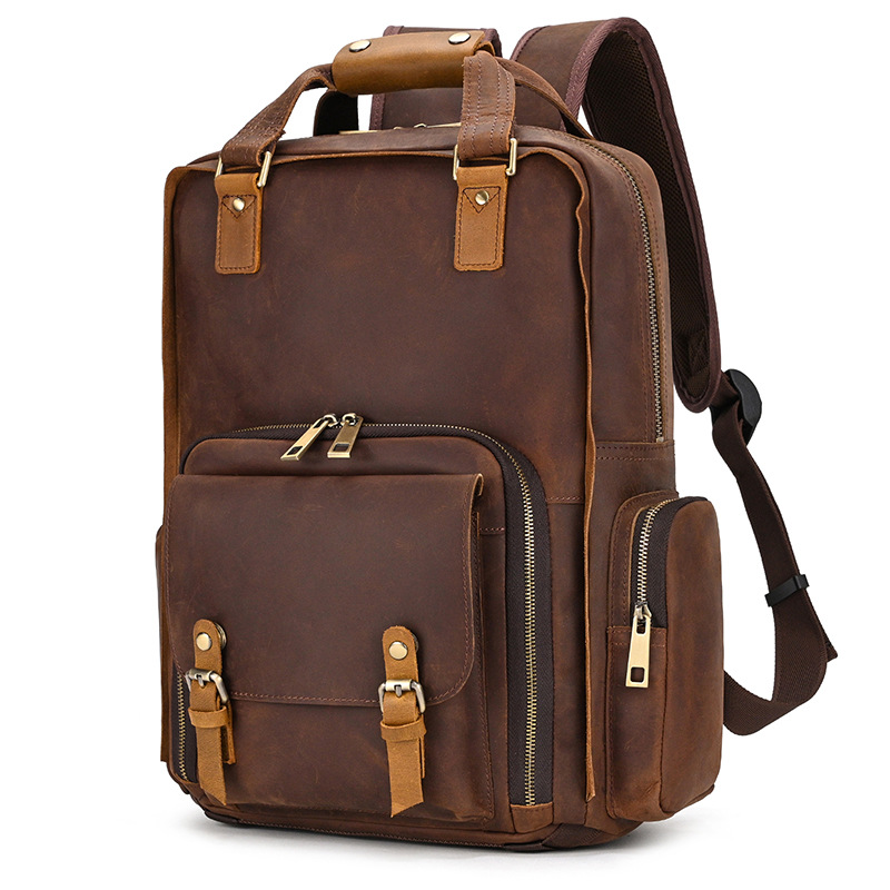 Outdoor Retro Crazy Horse Leather Backpack-