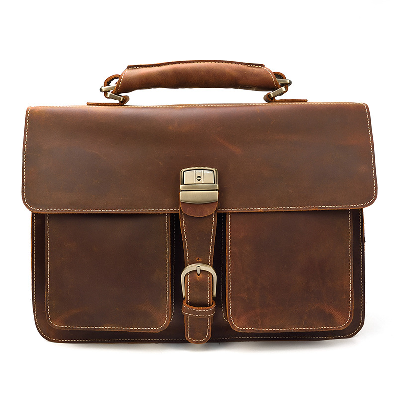 Full Grain Leather Briefcase Laptop Bag 14-inch-