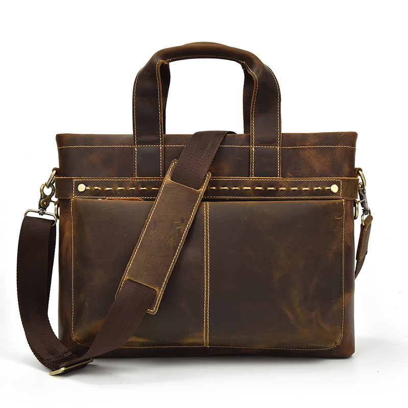 Retro Crazy Horse Leather Men's Handbag Briefcase -