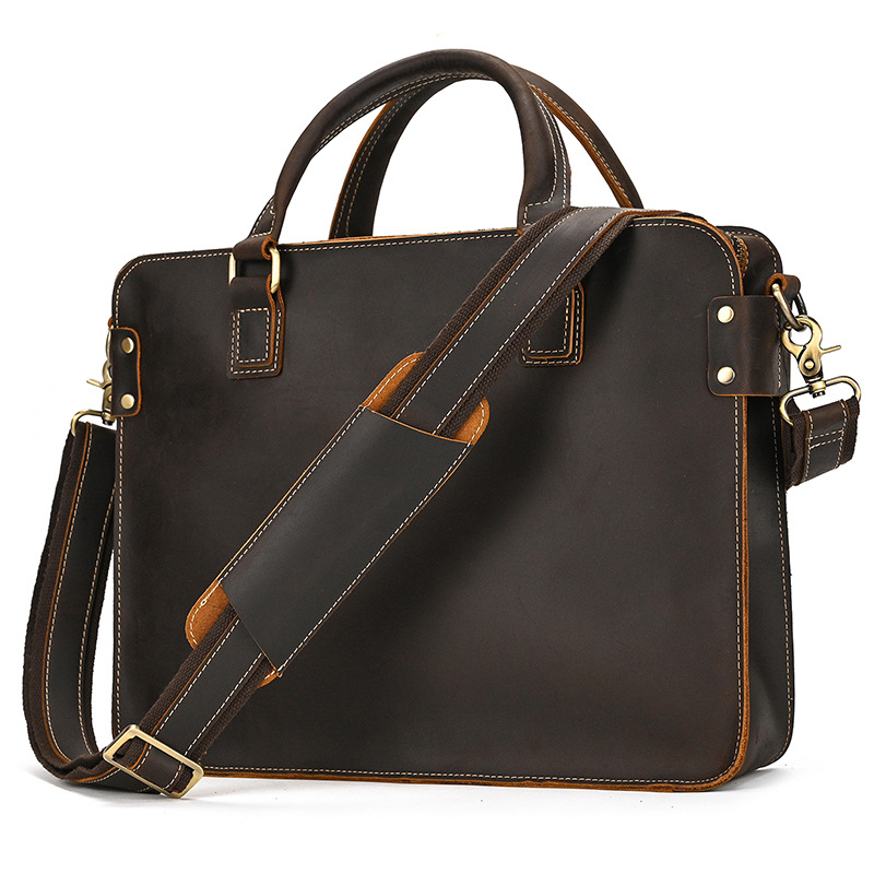 Men's Leather Briefcase Vintage Shoulder Bag-
