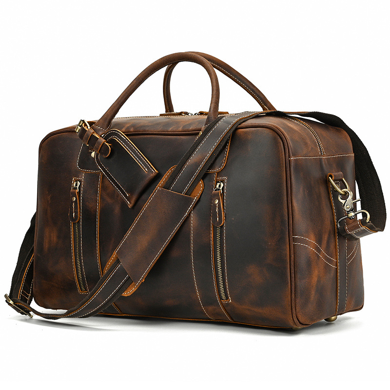 Crazy Horse Leather Travel Duffle Bag-
