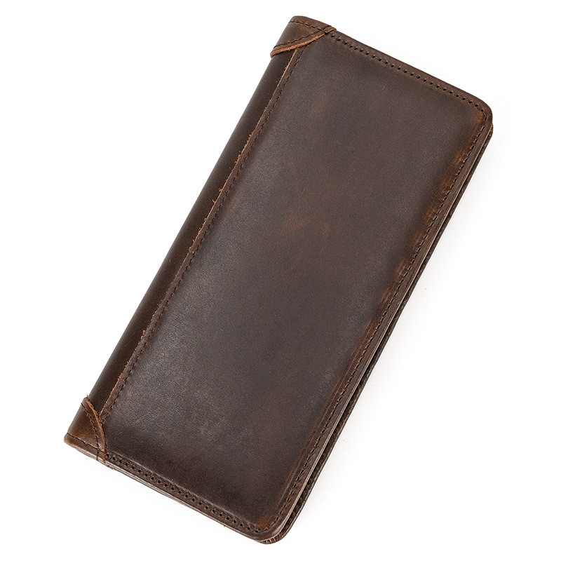 Men's Genuine Leather Long Bi-Fold Wallet -