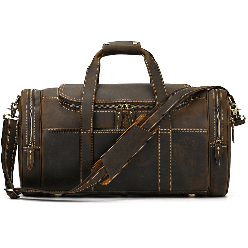 Men's Real Leather Messenger Travel Bag-