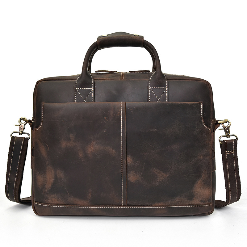 Men's Leather Retro Briefcase Shoulder Laptop Bag -
