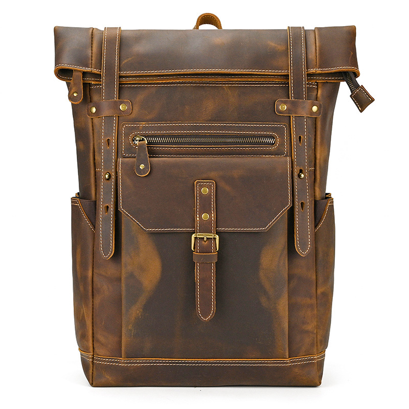 Vintage Leather Backpack 16-Inch Laptop Bag -