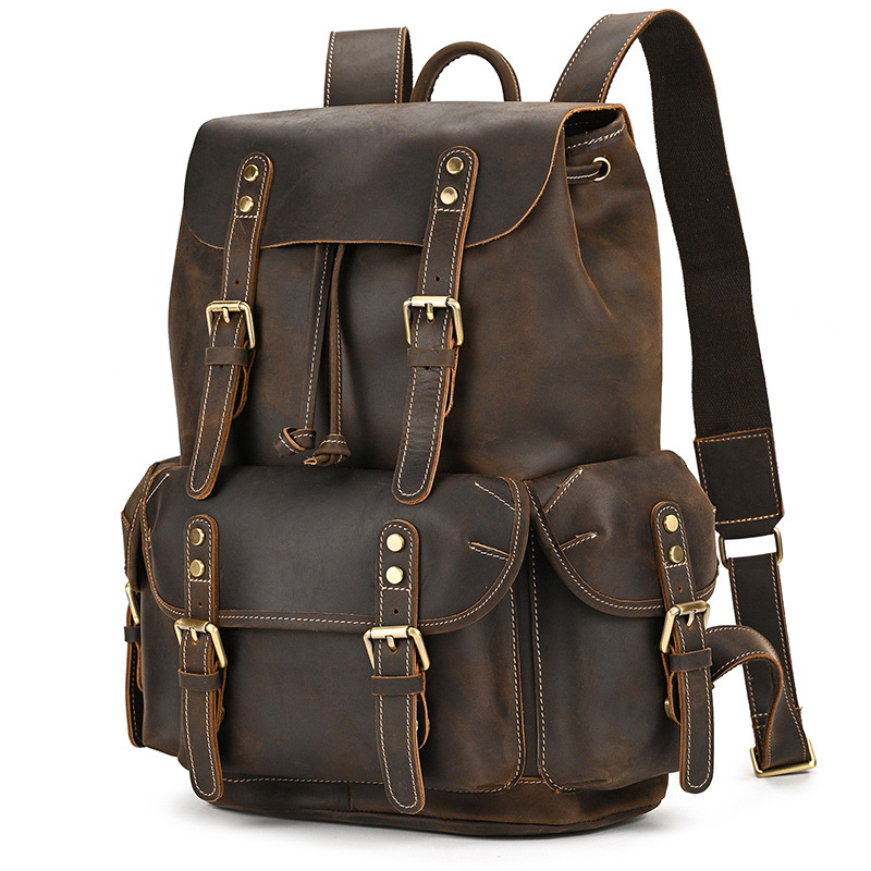 Vintage Crazy Horse Leather 16" Travel Backpack-