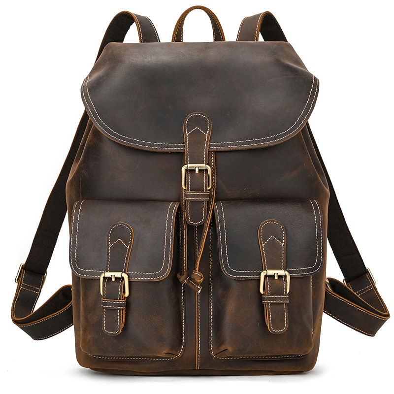 Vintage Crazy Horse Leather Travel Backpack-