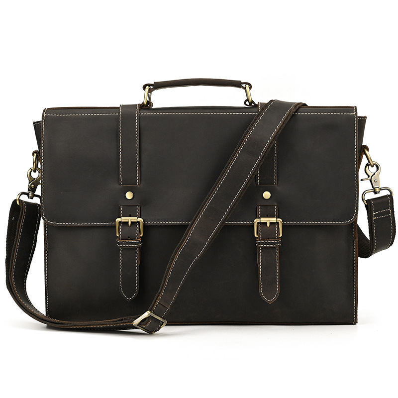 Retro Men's Leather Saddleback Briefcase-