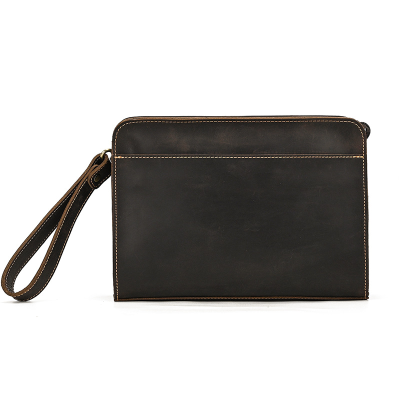 Vintage Crazy Horse Leather Clutch Bag-