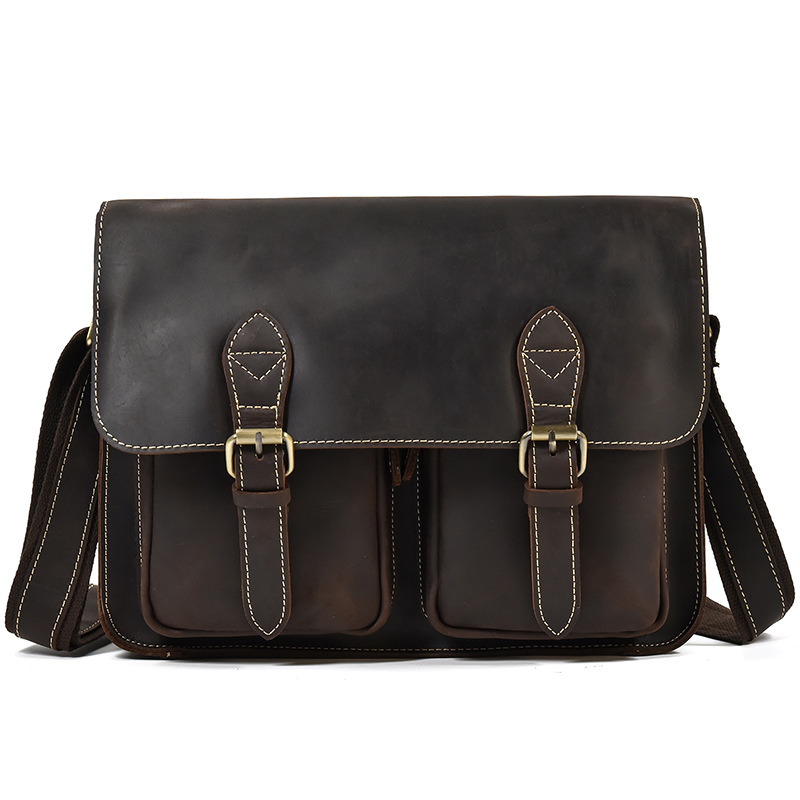 Crazy Horse Leather Casual Messenger Bag -