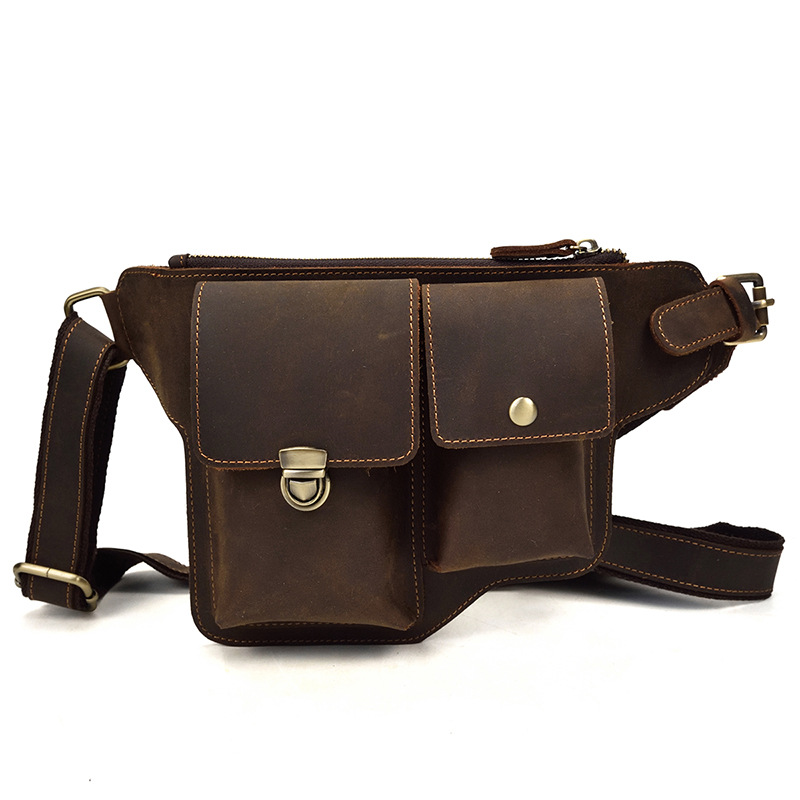 Crazy Horse Leather Waist Belt Bag -