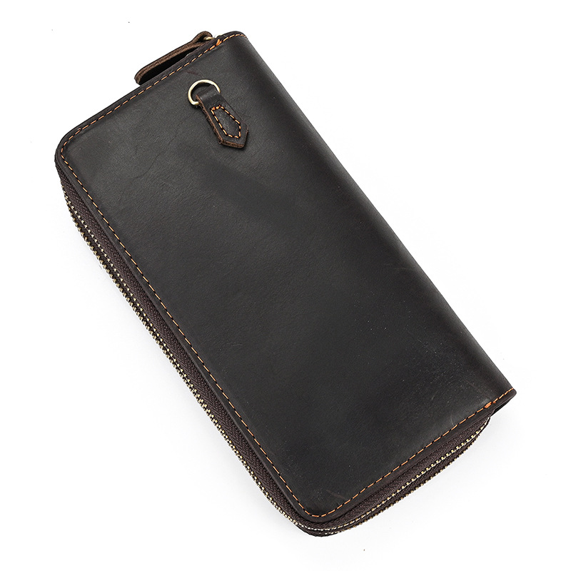 Brown Men's Leather Long Wallet-