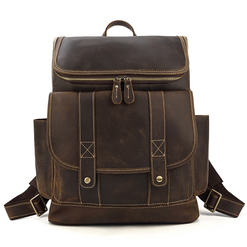 Crazy Horse Leather Men's Backpack-