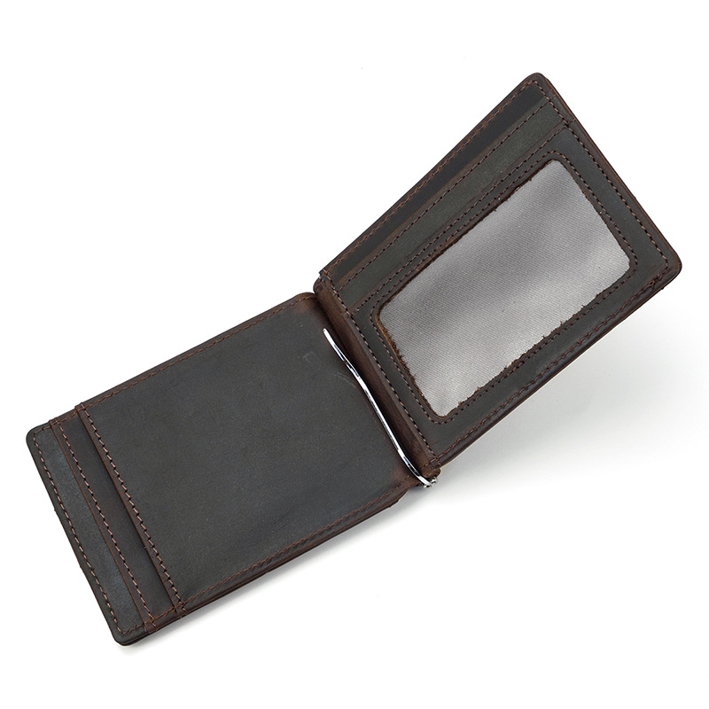 Men's Crazy Horse Leather Retro Money Clip -