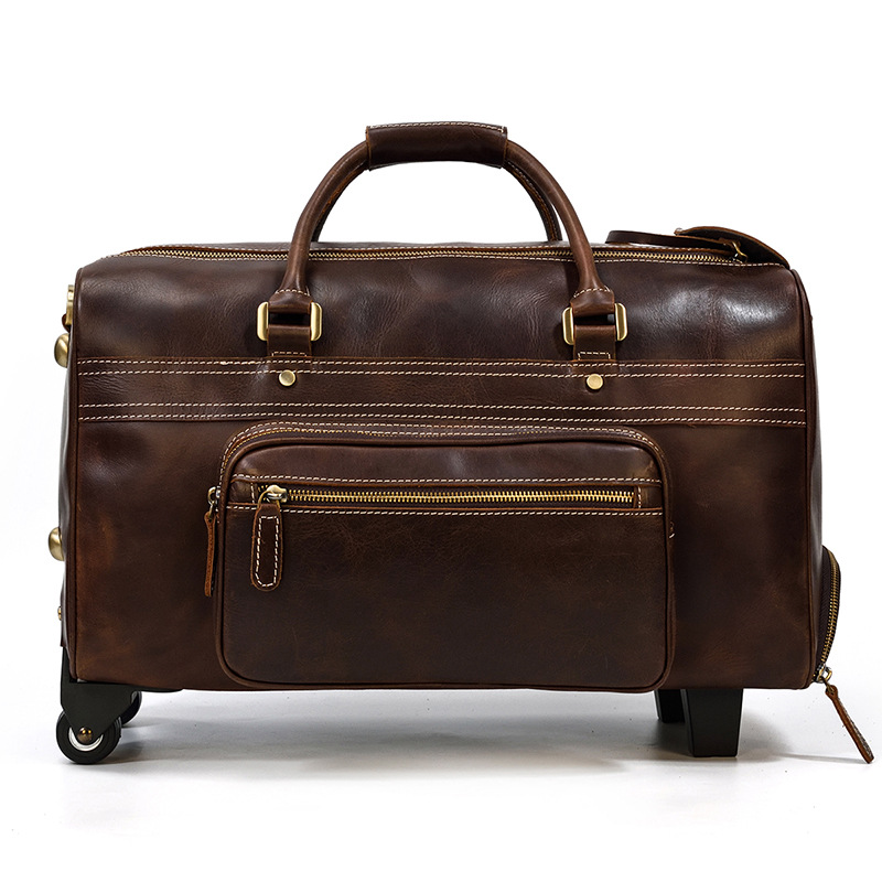 Retro Leather Travel Tote Bag Large Capacity Luggage-