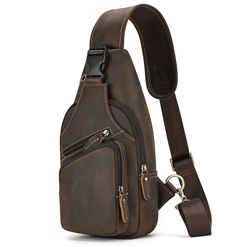 Crazy Horse Leather Chest Sling Bag -