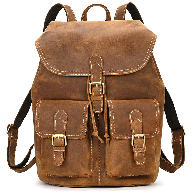 Vintage Crazy Horse Leather Travel Backpack-