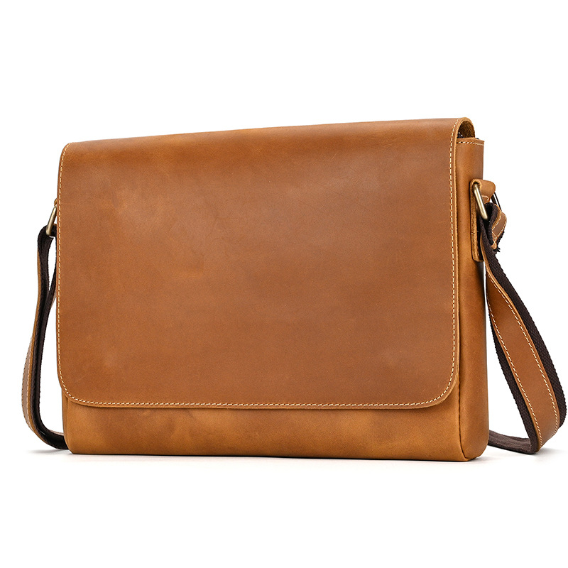 Large Leather Flap Crossbody Bag For Men-