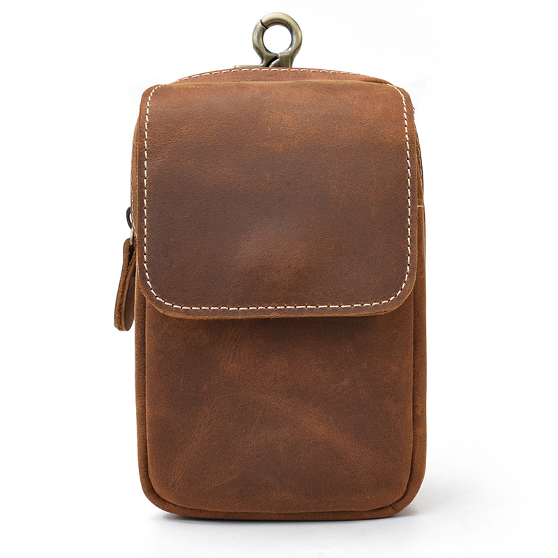 Top Layer Cowhide Mobile Phone Waist Bag-