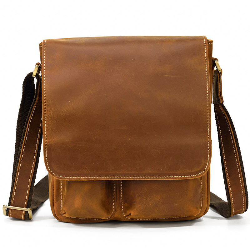Vintage Shoulder Bag Genuine Leather Flip Messenger Bag-
