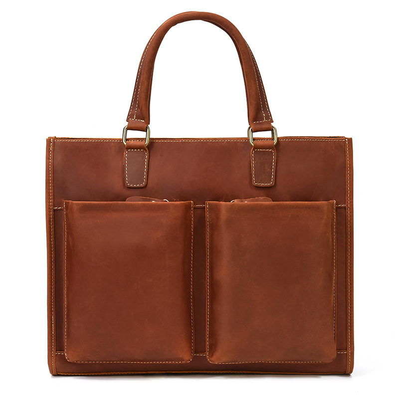 Men's Leather Briefcase Retro Laptop Bag -