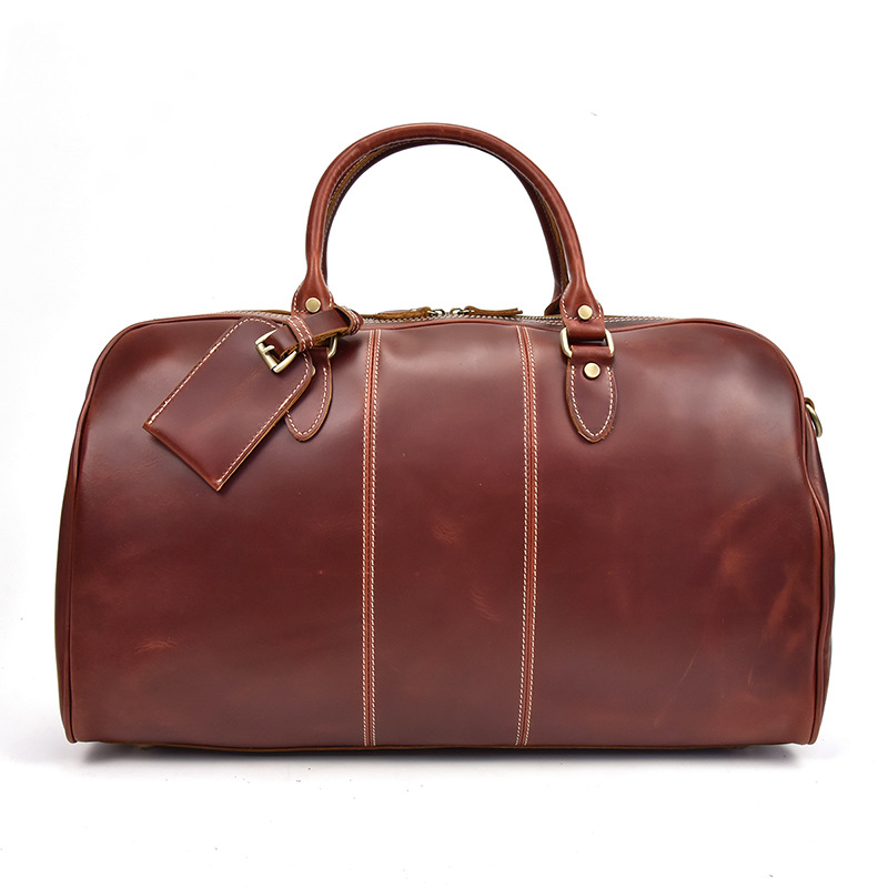Large Capacity Full Grain Leather Travel Handbag -