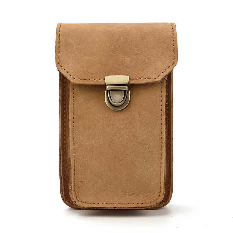 Retro Crazy Horse Leather Waist Phone Bag-