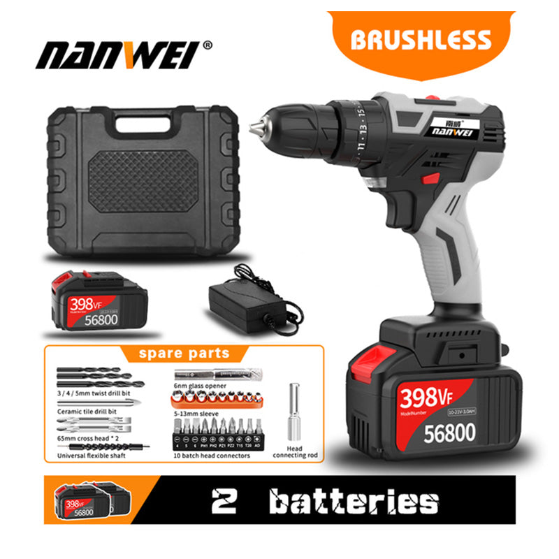 Cheap NANWEI 21V 13mm Electric Screwdriver Industrial Grade Brushless  Impact Drill 1/2 Lithium Battery Ice Drill Fishing 150N