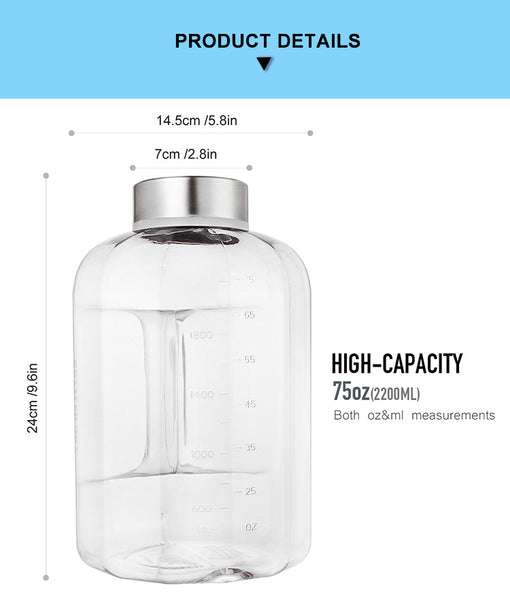 75oz Clear Sports Drinking Water Bottle