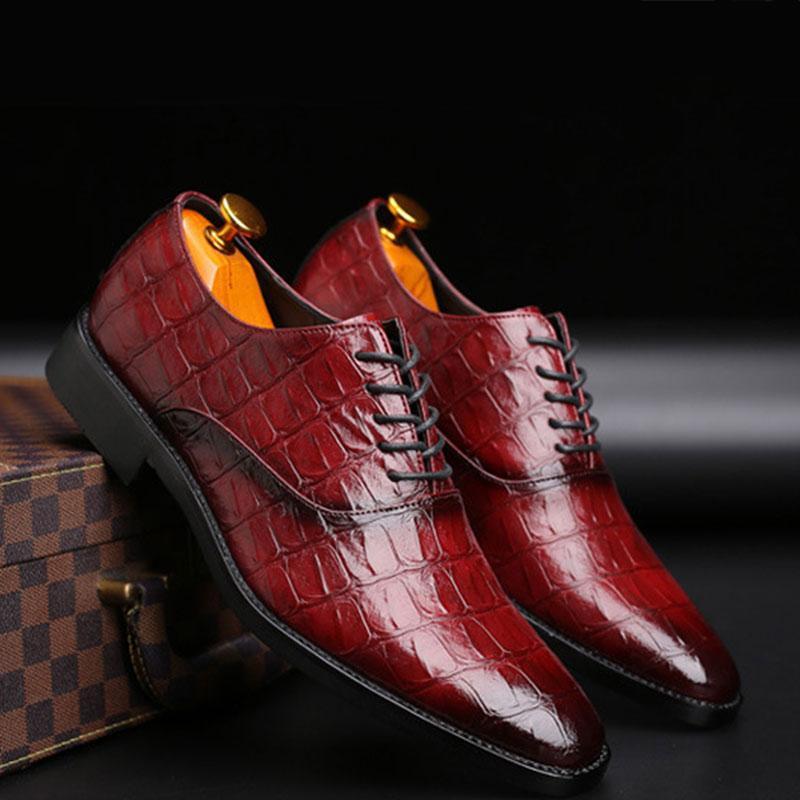 Crocodile Pattern men Business Leather Shoes