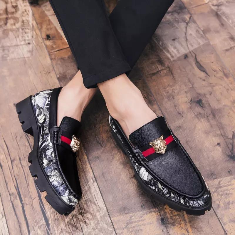 Splicing Metal Decor Casual Leather Shoes