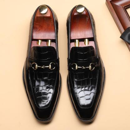 Stylish business men's pointed leather flat shoes