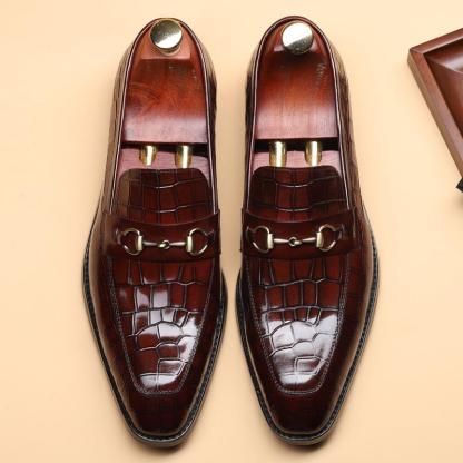 Stylish business men's pointed leather flat shoes