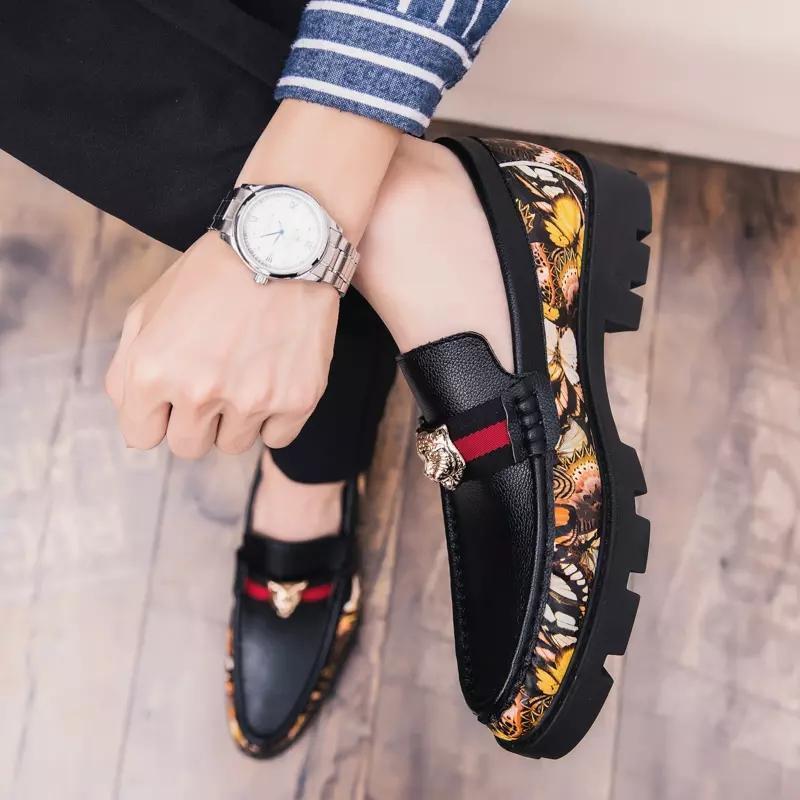 Splicing Metal Decor Casual Leather Shoes