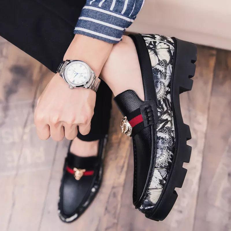 Splicing Metal Decor Casual Leather Shoes
