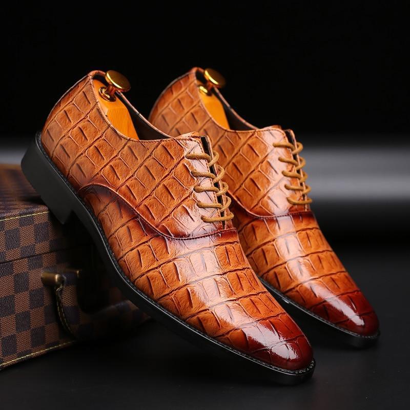 Crocodile Pattern men Business Leather Shoes