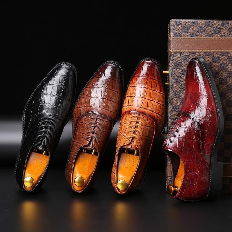 Crocodile Pattern men Business Leather Shoes