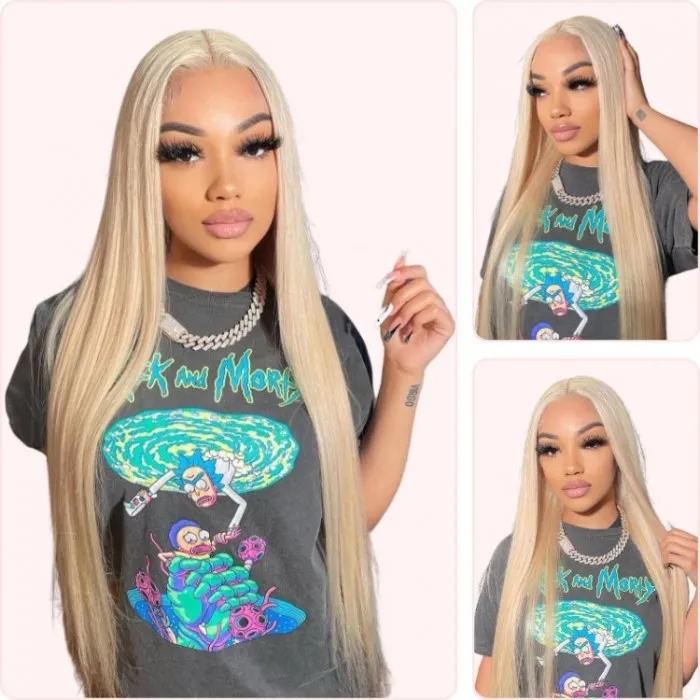 Donmily Glueless 613 Blonde Invisible HD Lace 13x4 Frontal Straight Wig With Natural Hairline