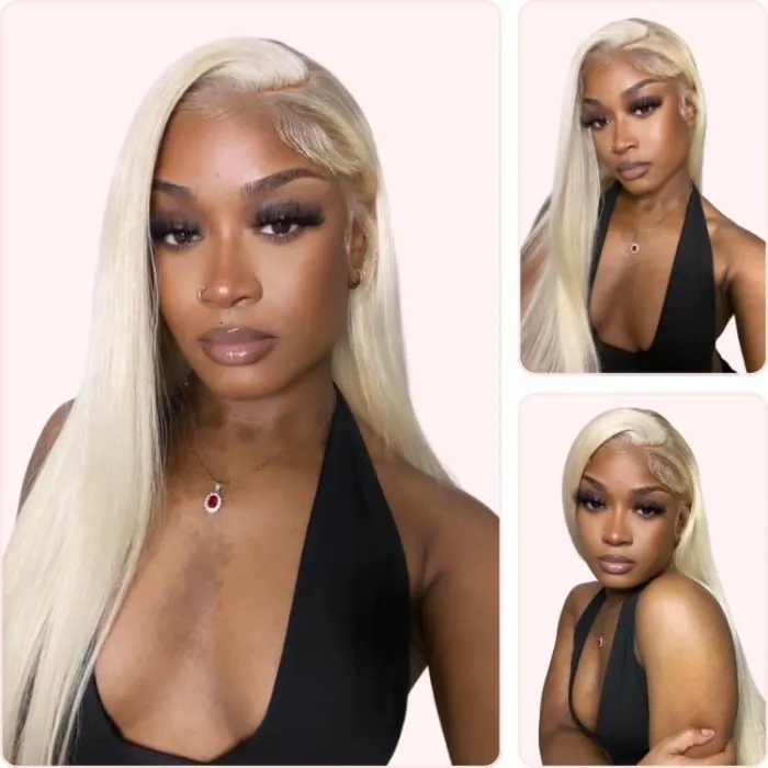 Donmily HD Lace 180% Density Straight Wig 613 Blond Color 5X5 Lace Closure Glueless Wig