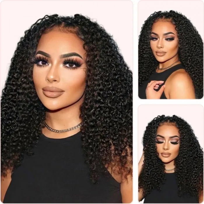 Donmily Beginner Friendly V Part Jerry Curly Wig Glueless Upgrade Rose Net More Breathable Hollow Out Wig