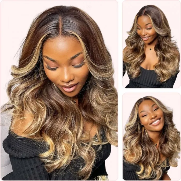 Donmily Blonde Highlight 13x4 Lace Front Body Wave 150% Density Wig