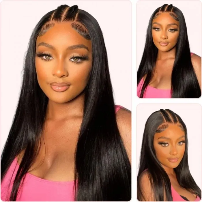 Donmily Wear Go 6x4.5 Pre Cut Lace Straight Black Wig With Breathable Cap Air Wig